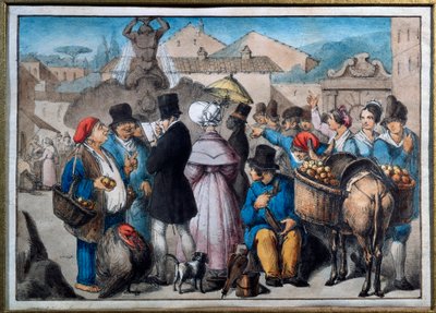 Scena di passeggiata a Roma da Italian School