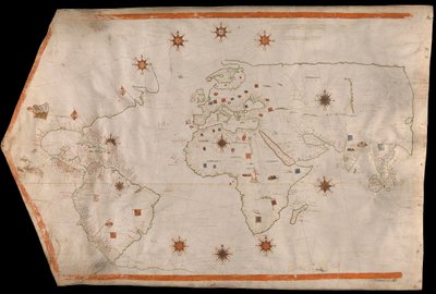 Mappa del mondo su pergamena, c.1540 da Italian School