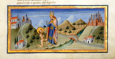 La figura nuda di San Francesco riceve la benedizione del Vescovo di Assisi, da 