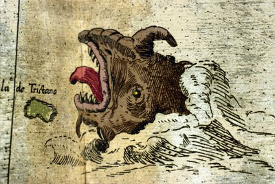 Rappresentazione di un mostro marino vicino all