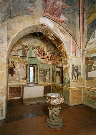 Interno del Battistero con affresco che raffigura scene della Vita di San Giovanni, di Tommaso Masolino da Panicale (1383-c.1447) da Italian School