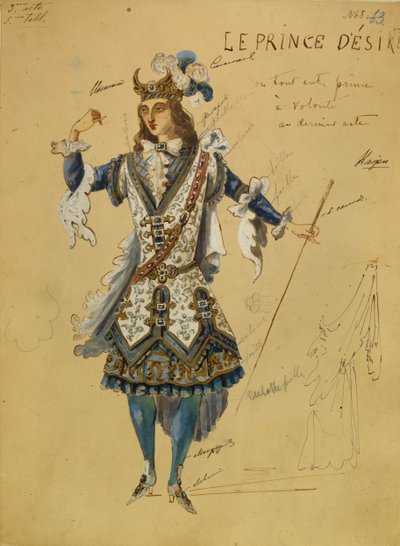 Costume per il balletto La Bella Addormentata di P. Tchaikovsky da Ivan Alexandrovich Vsevolozhsky