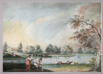 Gli stagni davanti alla tenuta urbana del Conte Alexei Kirillovich Razumovsky a Mosca, primi 1800 da Ivan Alexeyevich Ivanov