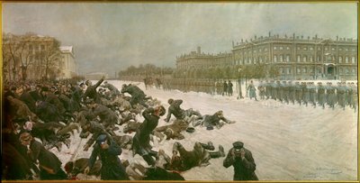 Inizio della Rivoluzione Russa del 1905: Sparatoria in Piazza del Palazzo il 22 gennaio da Ivan Alexeyevich Vladimirov