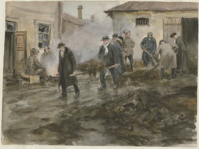 Borghesia che pulisce le stalle dalla serie di acquerelli Rivoluzione russa, 1920 da Ivan Alexeyevich Vladimirov