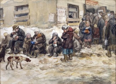 Anni di fame a Pietrogrado. Una "sala da pranzo comune" di Vladimirov, Ivan Alexeyevich da Ivan Alexeyevich Vladimirov