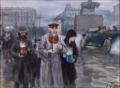 Anni di fame a Pietrogrado. Ritorno da una mensa comune di Vladimirov, Ivan Alexeyevich (1869-1947) da Ivan Alexeyevich Vladimirov