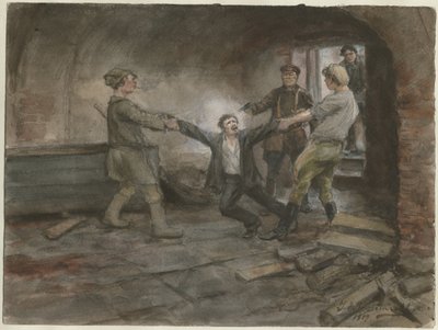 Uomo trattenuto ed eseguito dalla serie di acquerelli Rivoluzione russa, 1919 da Ivan Alexeyevich Vladimirov