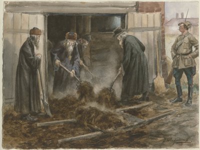Clero russo che spalano fieno: settembre 1918 dalla serie di acquerelli Rivoluzione russa, 19 da Ivan Alexeyevich Vladimirov