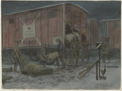 Soldati che saccheggiano un vagone ferroviario dalla serie di acquerelli Rivoluzione russa da Ivan Alexeyevich Vladimirov