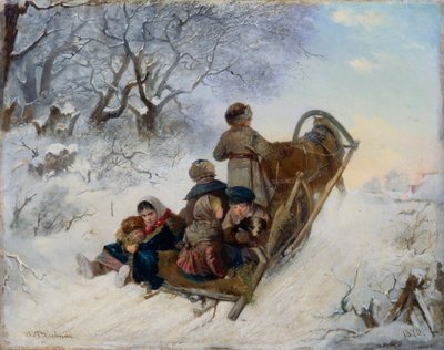 Bambini su una slitta trainata da cavalli da Ivan Andreyevich Pelevin