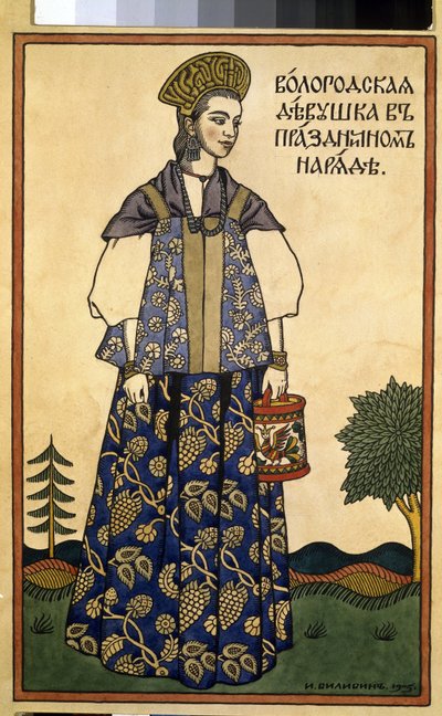 Una fanciulla di Vologda in abito festivo da Ivan Yakovlevich Bilibin