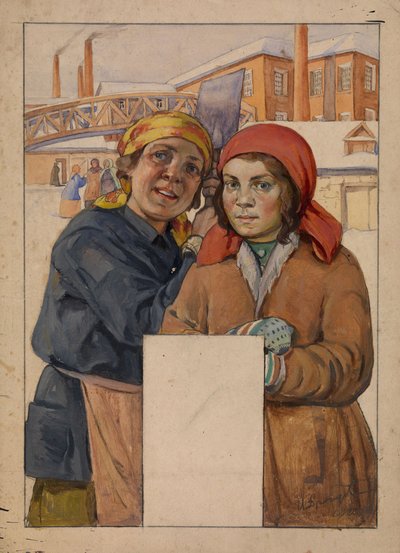 Due operai di fabbrica, 1925 da Ivan Georgievich Drozdov