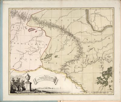 Mappa del flusso del fiume Irtysh dalla fortezza di Omsk a Tobolsk, 1780 da Ivan Ivanovich Islenyev