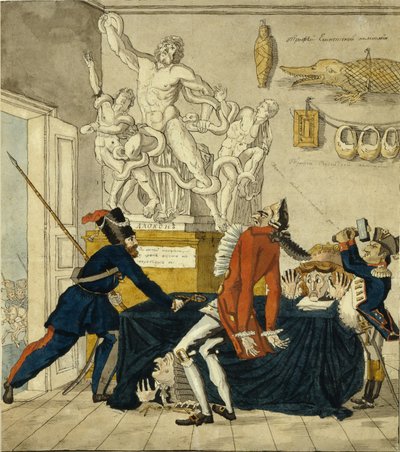 Napoleone Bonaparte vende beni rubati, 1813 da Ivan Ivanovich Terebenev