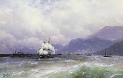 Paesaggio Costiero con Navi al Largo di Trebisonda, 1888 da Ivan Konstantinovich Aivazovsky