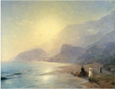 Alexander Pushkin e la Principessa Maria Raevskaya vicino a Gurzuf, 1886 da Ivan Konstantinovich Aivazovsky