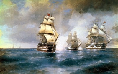Il brigantino Mercury attaccato da due navi turche il 14 maggio 1829 da Ivan Konstantinovich Aivazovsky