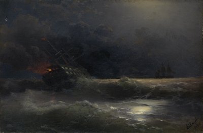 Nave in fiamme, un episodio della guerra russo-turca, 1896 da Ivan Konstantinovich Aivazovsky