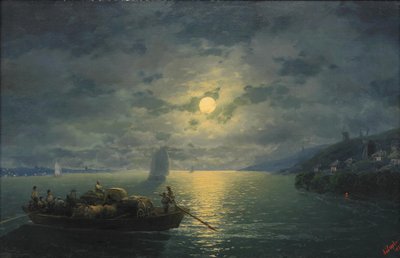 Attraversamento del fiume Dnepr in una notte di luna, 1897 da Ivan Konstantinovich Aivazovsky