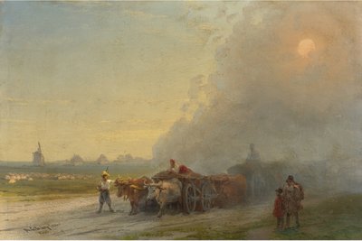 Carri trainati da buoi nella steppa ucraina, dipinto di Ivan Constantinovich Aivazovsky (Aivazovsky 1817-1900) 1888 da Ivan Konstantinovich Aivazovsky