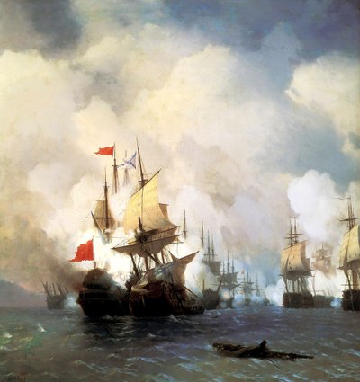 La Battaglia Navale di Chesma del 5 luglio 1770 da Ivan Konstantinovich Aivazovsky