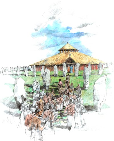 Processione cerimoniale al santuario del Cerchio di Pietre di Avebury, Wiltshire, 3° millennio a.C. da Ivan Lapper
