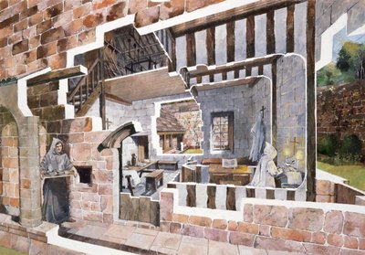Cella del monaco, Mount Grace Priory, XV secolo, c1990-2010 da Ivan Lapper