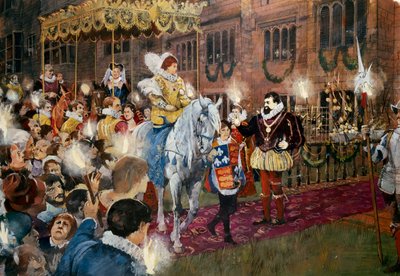 Robert Dudley accoglie la regina Elisabetta I al castello di Kenilworth, Warwickshire, luglio 1575 da Ivan Lapper
