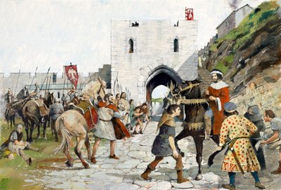 Il cortile medievale del castello di Tintagel (acquerello su carta) da Ivan Lapper