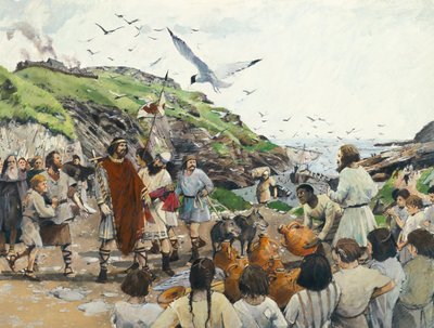 Castello di Tintagel, leggendario luogo di nascita di Re Artù, Cornovaglia, Età oscura da Ivan Lapper