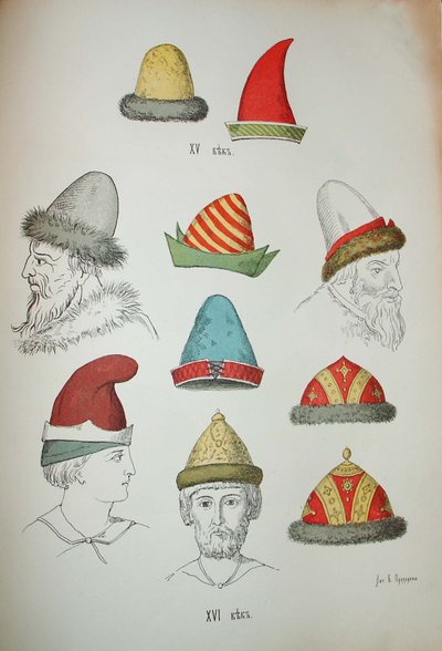 Copricapo russo del XV e XVI secolo, 1850-1852 da Ivan Mikhaylovich Snegirev