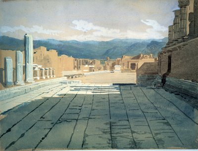 Pompei (Italia). Vedute del foro delle rovine romane nella baia di Napoli, davanti al Vesuvio. Opera di Ivan Nikolayevich Kramskoi (1837-1887), acquerello su carta da Ivan Nikolaevich Kramskoy