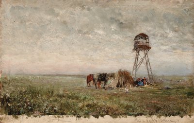 Cosacchi sotto una torre di guardia al confine del Caucaso da Ivan Pavlovich Pokhitonov