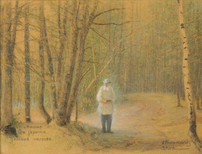 Lev Tolstoj nella Foresta di Zakaz da Ivan Pavlovich Pokhitonov