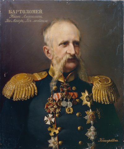 Ritratto di Ivan Alexeyevich Bartolomey 1813-1870, 1860s da Ivan Stepanovich Ksenofontov