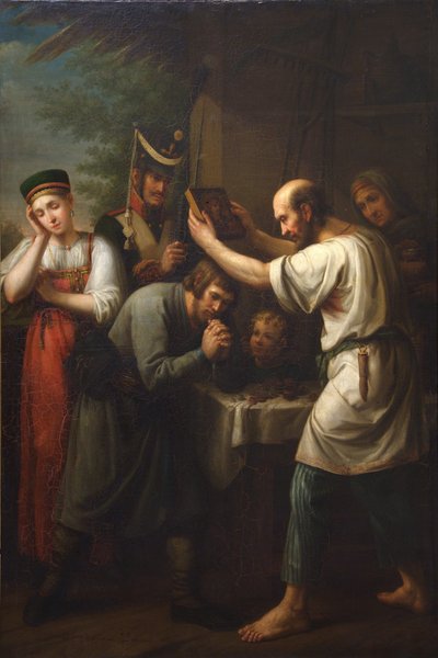 La benedizione del guardiano di casa nel 1812 da Ivan Vasilyevich Luchaninov