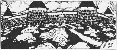 Illustrazione per la poesia Muri di Caino di Vyacheslav Ivanov. Adskaya Pochta Hells Mail da Ivan Yakovlevich Bilibin