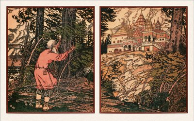Illustrazione per La storia del pescatore e del pesce da Ivan Yakovlevich Bilibin