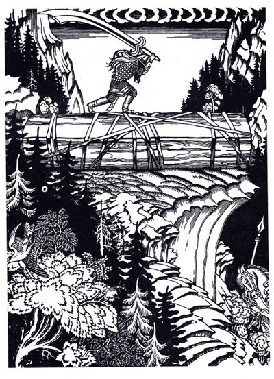 Ilya Muromets e Svyatogor, 1934 da Ivan Yakovlevich Bilibin