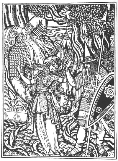 Ilya Muromets e la moglie di Svyatogor, 1912 da Ivan Yakovlevich Bilibin