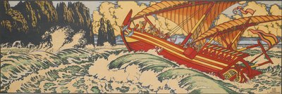 Sinbad il marinaio. Illustrazione per Fiabe arabe da Ivan Yakovlevich Bilibin