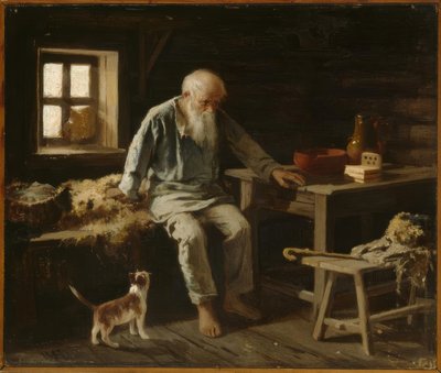 Vecchio con il suo gatto da Iwan Andrejewitsch Pelewin