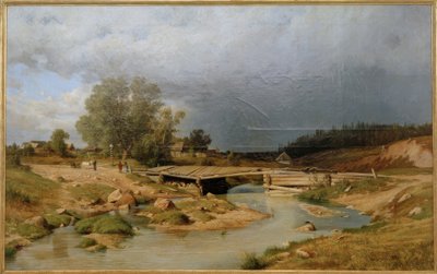Paesaggio con ponte di legno da Ivan Ivanovich Shishkin
