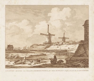 Veduta fuori dalla Haarlemmerpoort ad Amsterdam con un disegnatore seduto da Izaak Jansz. de Wit