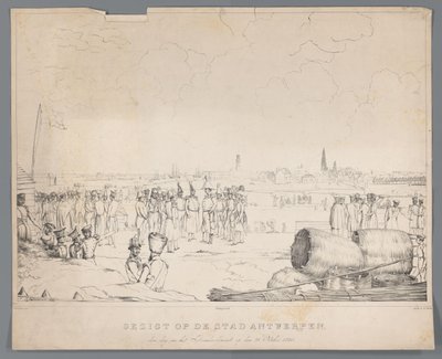 Veduta della città di Anversa il giorno dopo il bombardamento, 28 ottobre 1830 da Izaak Schouman