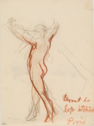 Figura nuda di spalle con le braccia sopra la testa da J.A. Jerichau