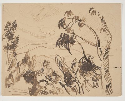 Paesaggio del sud della Francia con alberi in primo piano da J.A. Jerichau