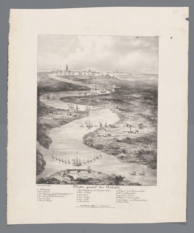 Corso della Schelda da Fort Bath ad Anversa, 1832 da J.B. Clermans