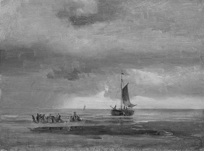 Spiaggia piatta al tramonto da Johan Christian Dahl